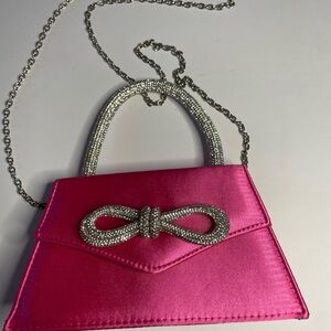 Elegant Pink Handbag with Silver Accents